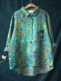 Roslyn - Damen Retro Kunstdruck Freizeitshirt