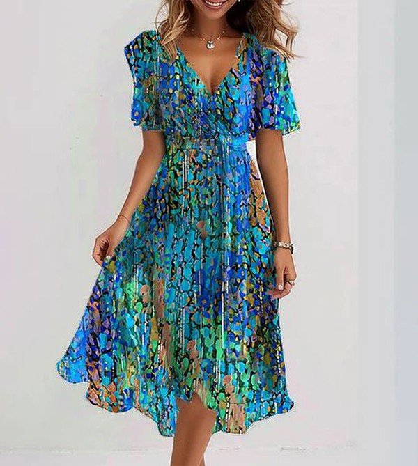 Sapphire - Luftiges Blau Midi-Kleid