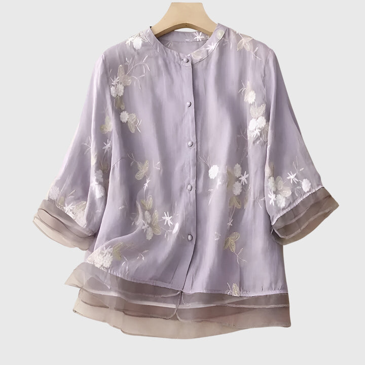 Edena - Elegantes Top mit Bestickten Blumen