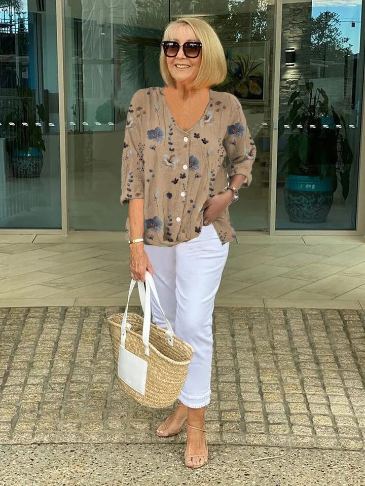 Joanne - Bedruckte Tunika mit Knopfdetails