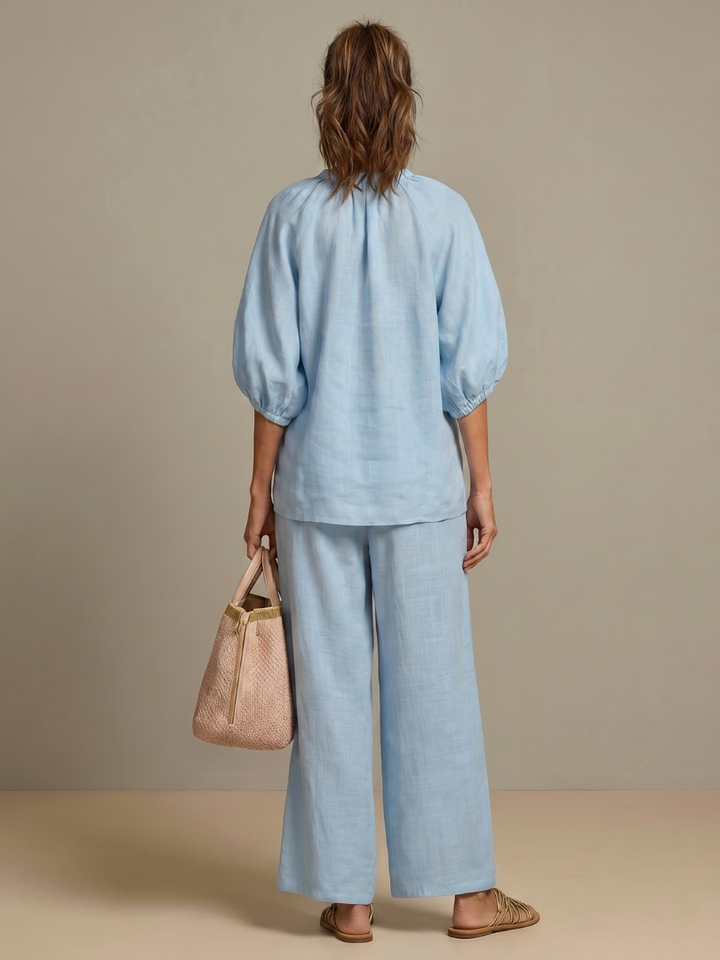 Natalia - Blouson-Top mit Reissverschluss und weit geschnittene Hose