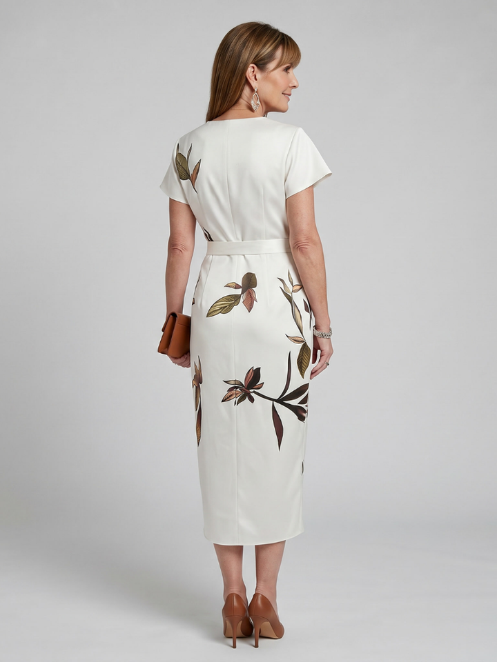 Cypress - Midi-Kleid mit fliessenden Ärmeln und botanischem Druck