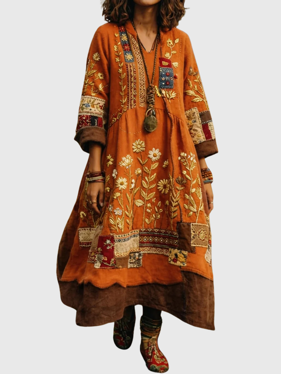 Trisha - Lässiges Langarmkleid mit floralem Druck