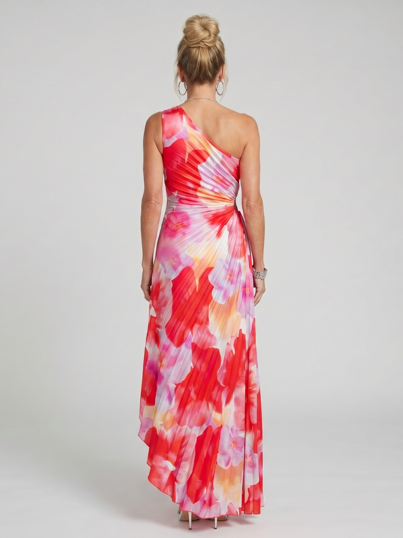 Taya - Midi-Kleid mit einem schulterfreien, gefalteten Oberteil