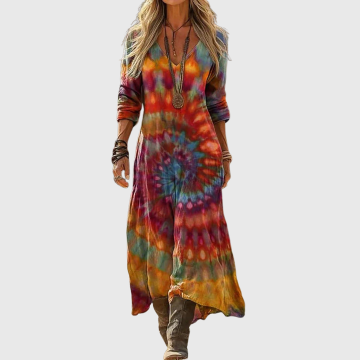 Tinsley - Langärmliges Vintage Freizeitkleid