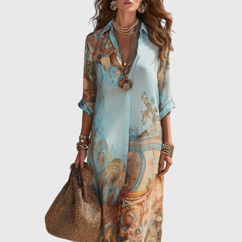 Lorna - Elegantes Maxi-Hemdkleid mit mediterranem Flair