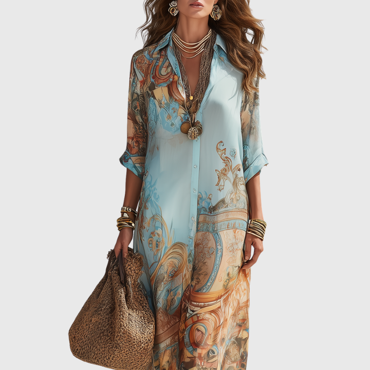Lorna - Elegantes Maxi-Hemdkleid mit mediterranem Flair