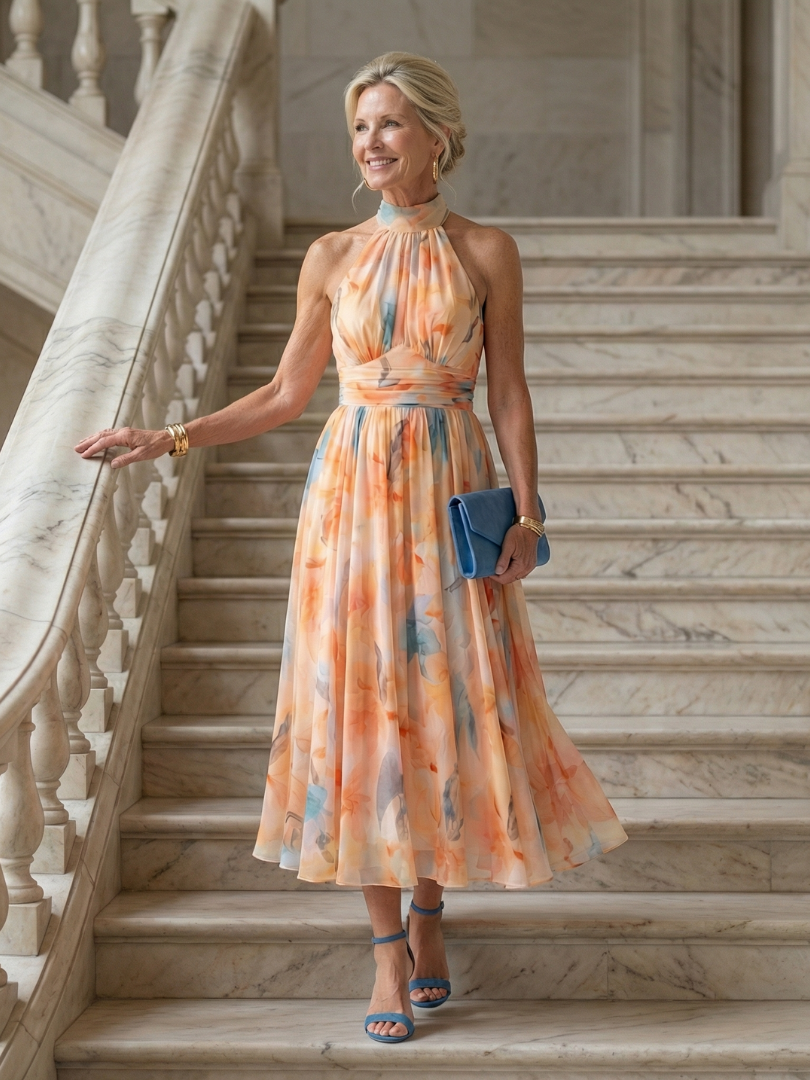 Elin - Weiches Halter-Midi-Kleid