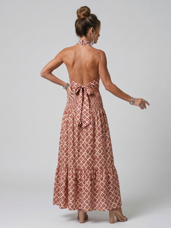 Amira - Geometrischer Print Cutout Midi Kleid