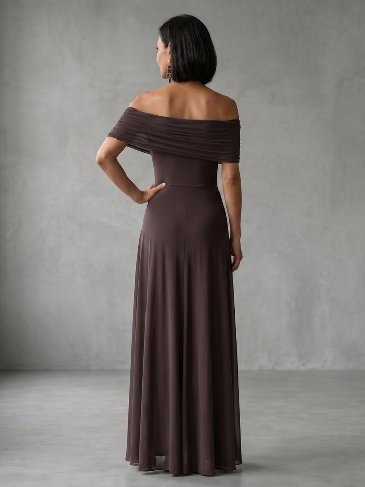 Juni - Off-Shoulder Drapiertes Midi-Kleid