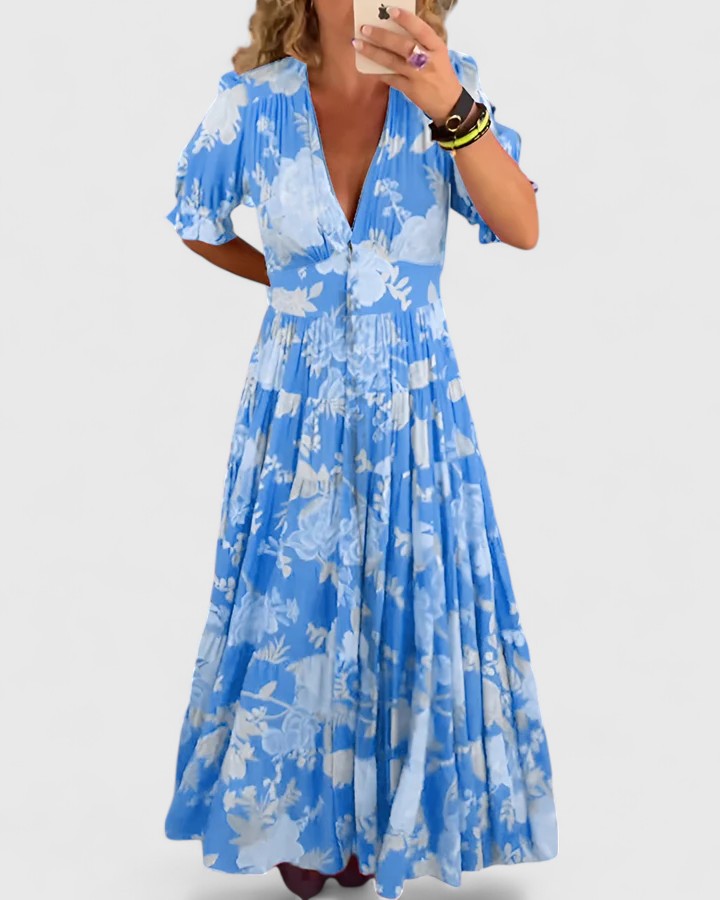 Cameryn - Elegantes Blumenkleid mit V-Ausschnitt
