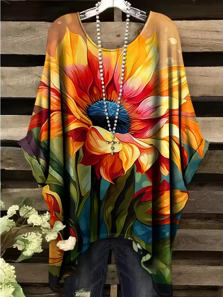 Marcelle - Vintage Bohemian Floral Print Damen T-Shirt