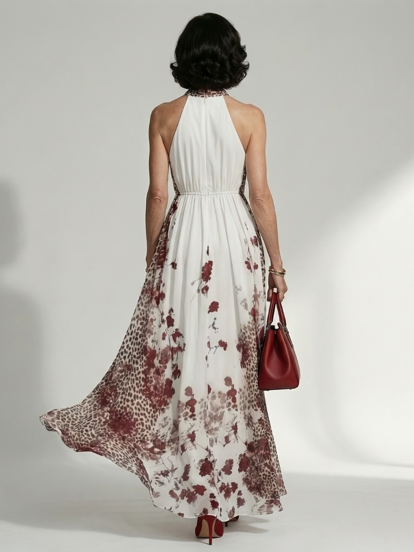 Orlune - Faltendes Weisses Maxikleid