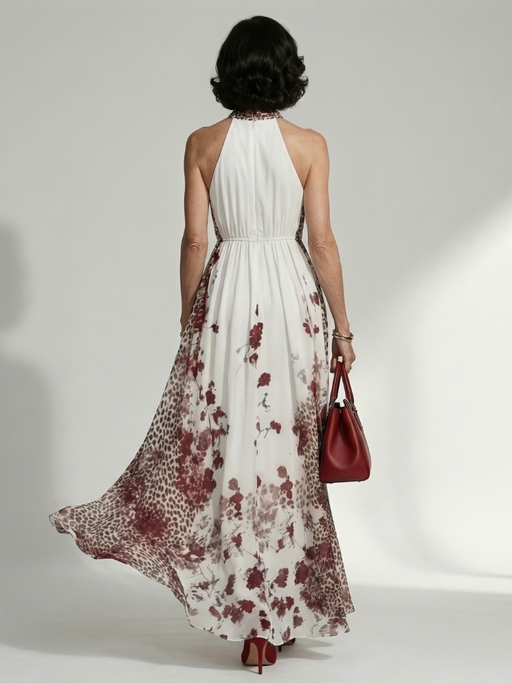 Orlune - Faltendes Weisses Maxikleid