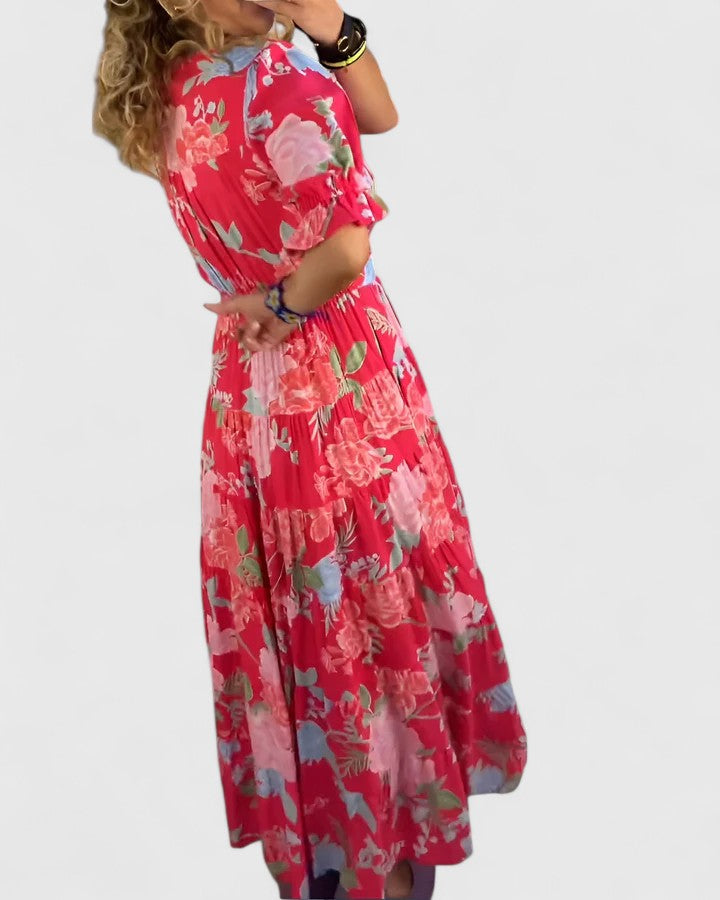 Cameryn - Elegantes Blumenkleid mit V-Ausschnitt