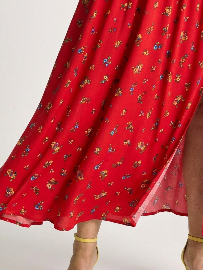 Delphine - Midi-Kleid mit quadratischem Ausschnitt und Blumenmuster