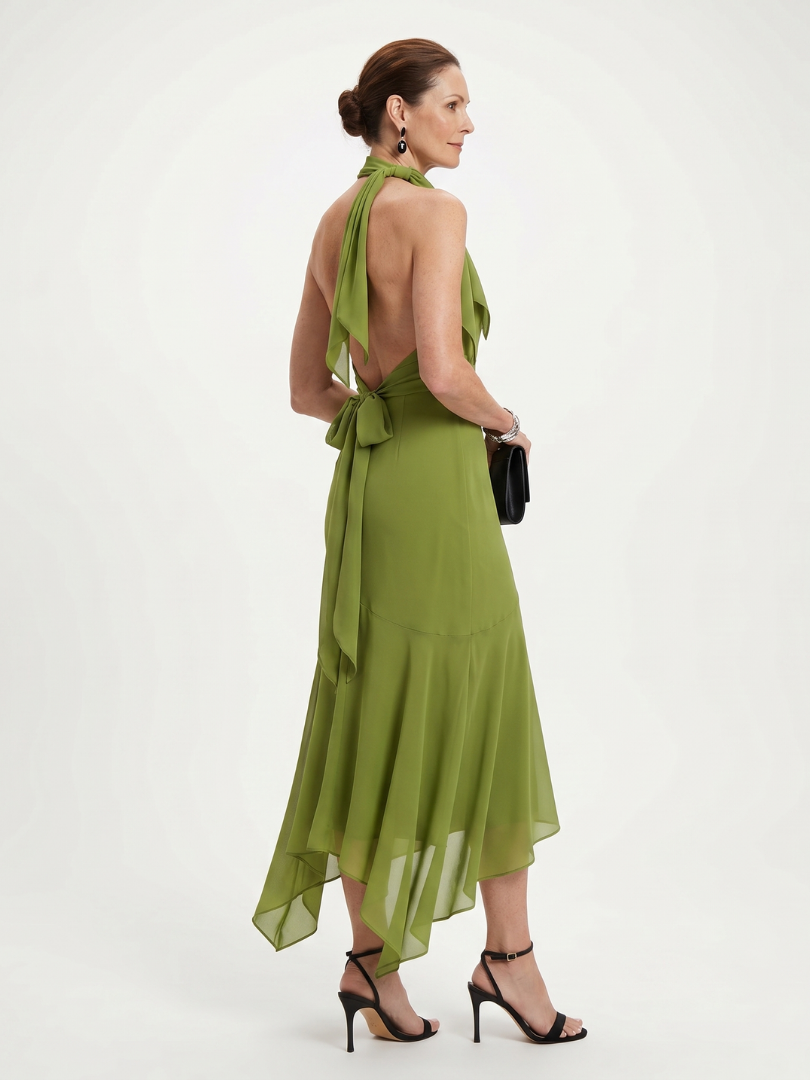 Winifred - Drapiertes Halter-Keyhole-Midikleid