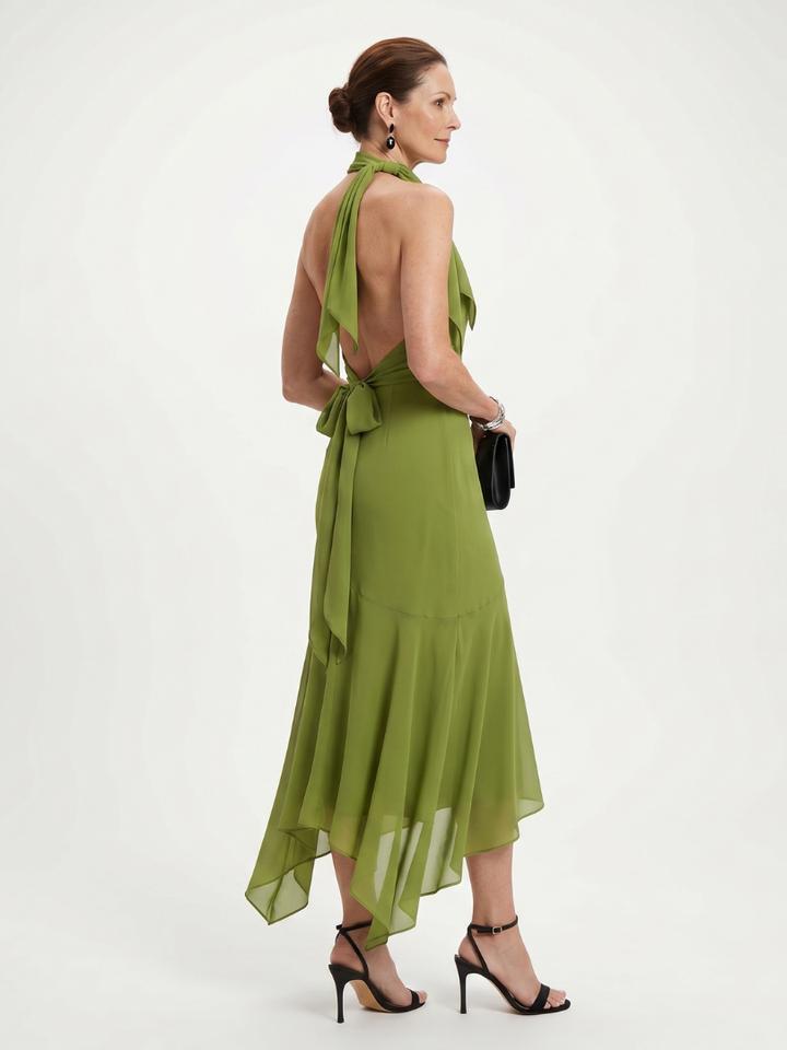 Winifred - Drapiertes Halter-Keyhole-Midikleid