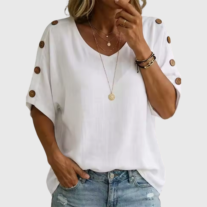 Bellie - Lockeres Wohlfühl-Shirt mit Knopfleiste