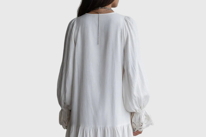 Carissa - Vintage-Stil Reissverschluss-Kragen Spitzenbesetztes