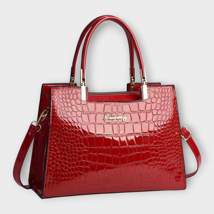 Eleanor - Glänzende Krokodilprägung Handtasche