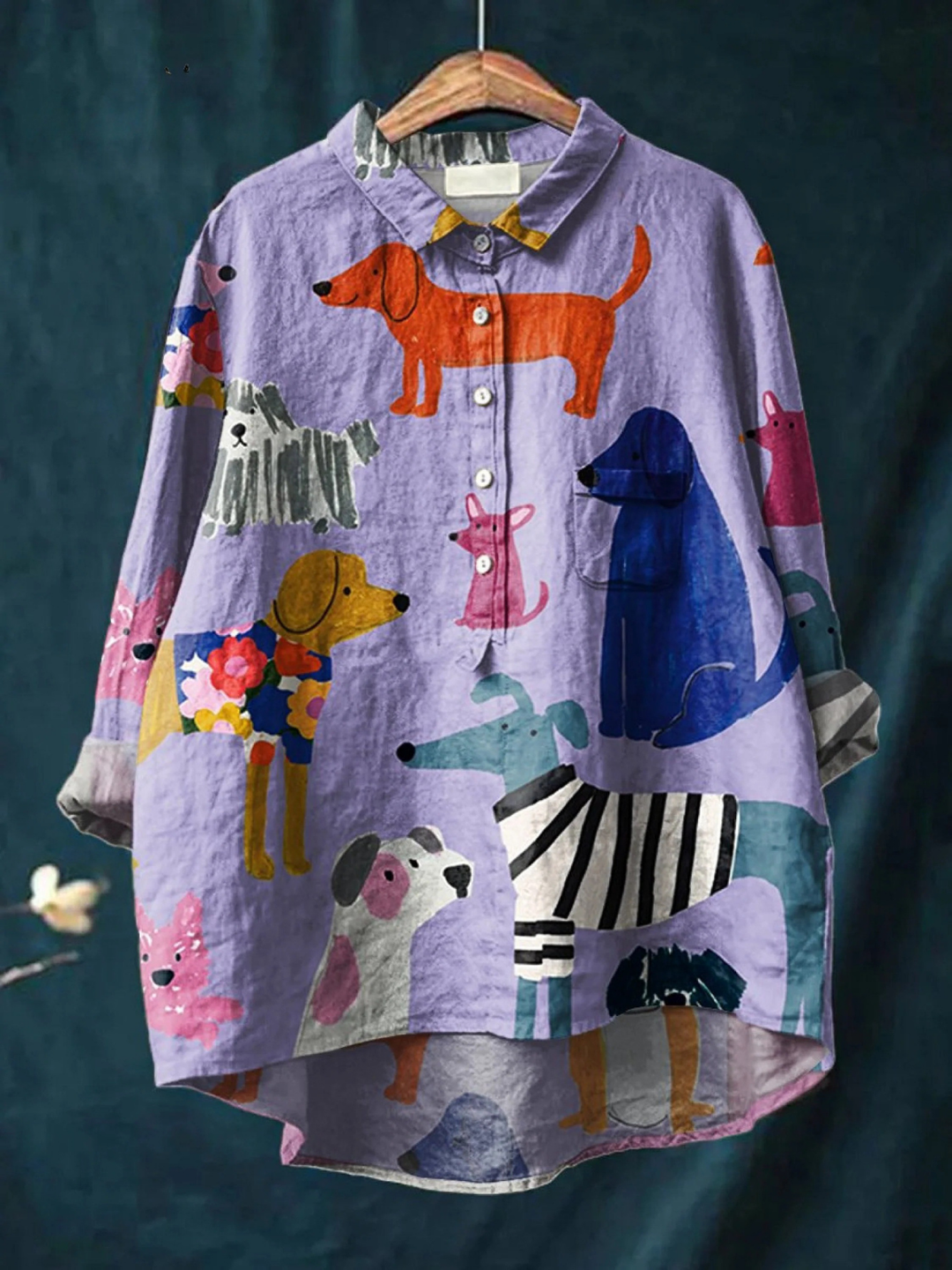 Coralie - Damen Hund Kunst Druck Freizeit Shirt