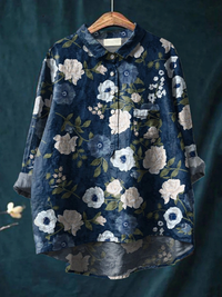 Joelle - Damen Blüten Kunstdruck Freizeitshirt