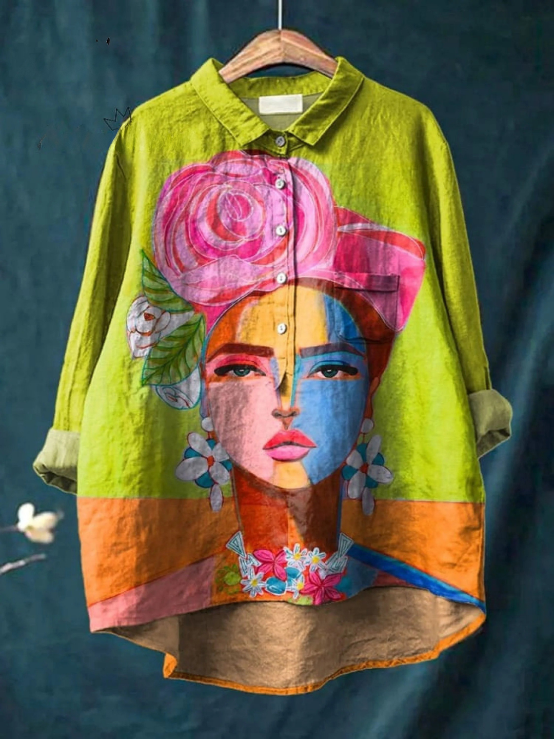 Eugen - Ölmalerei Freda Porträt Kunst Bedrucktes Damen Casual Shirt