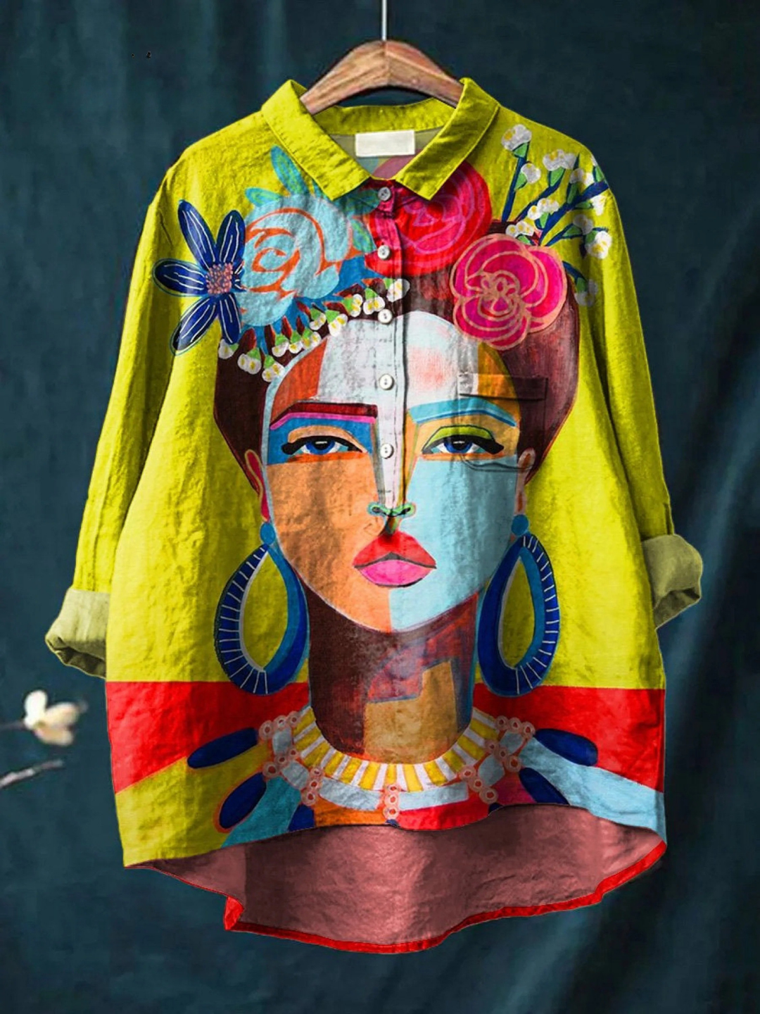 Eugen - Ölmalerei Freda Porträt Kunst Bedrucktes Damen Casual Shirt