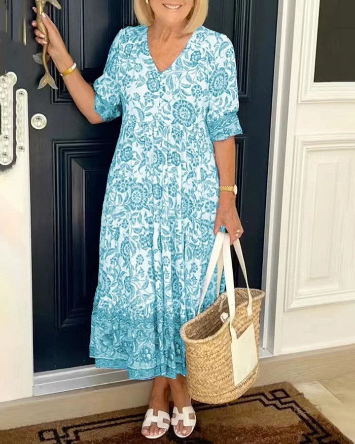 Keisha - Florales Kleid mit V-Ausschnitt