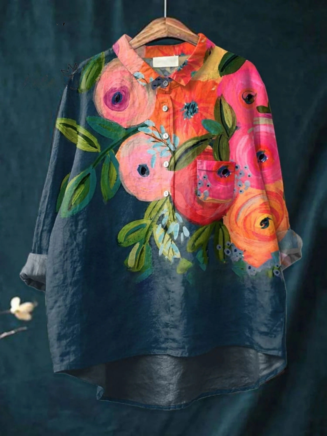 Paige - Damen Blumen Kunstdruck Freizeitshirt