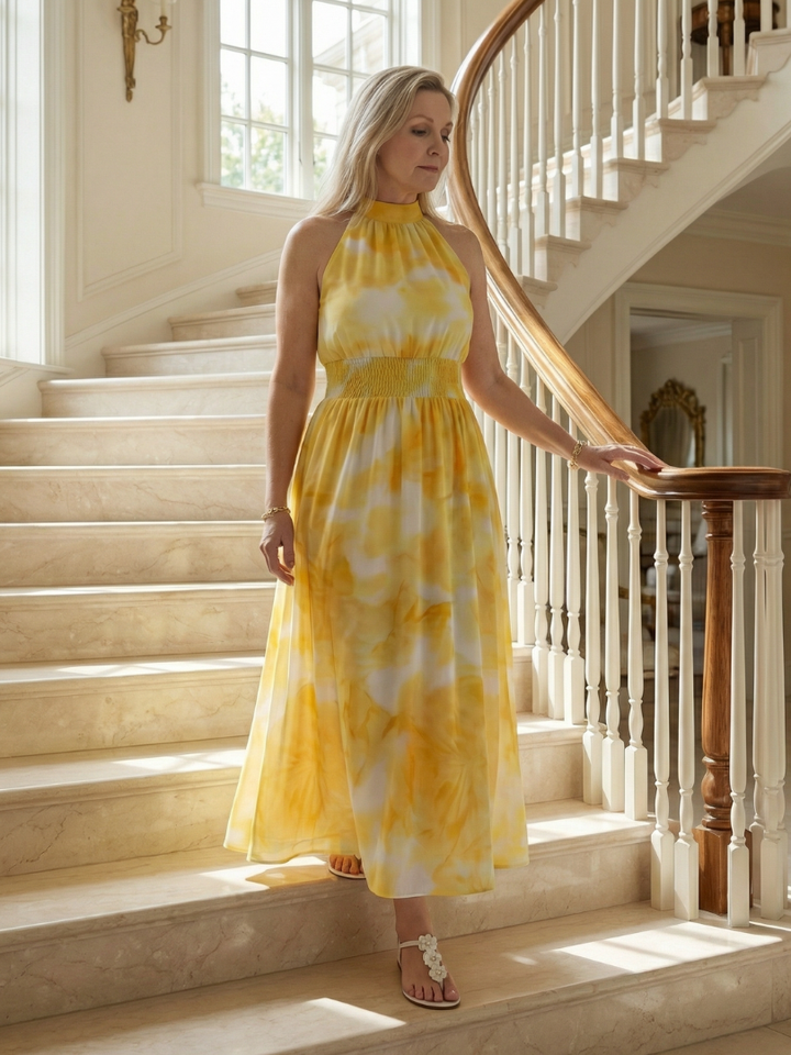 Sylin - Gathered Halter Midi Kleid