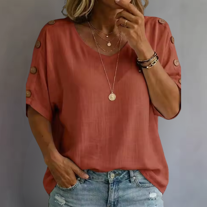 Bellie - Lockeres Wohlfühl-Shirt mit Knopfleiste