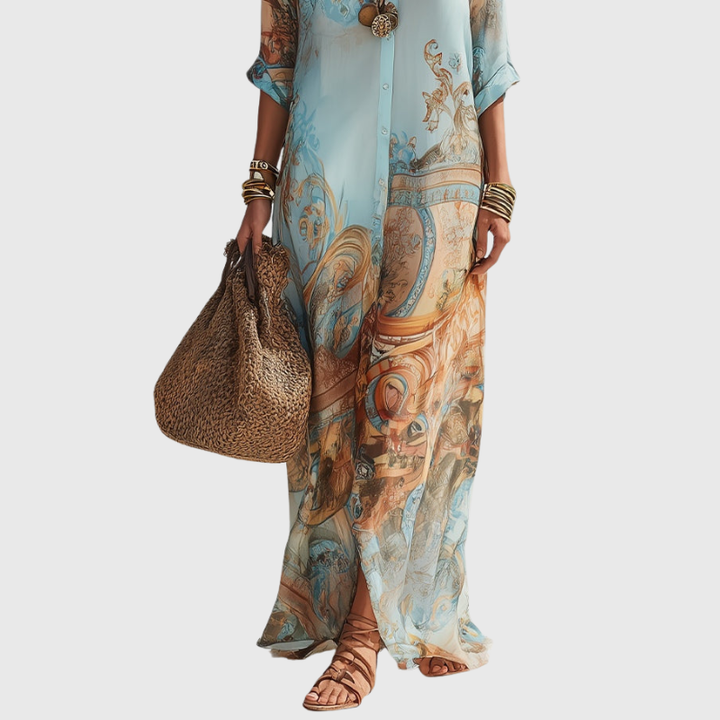 Lorna - Elegantes Maxi-Hemdkleid mit mediterranem Flair