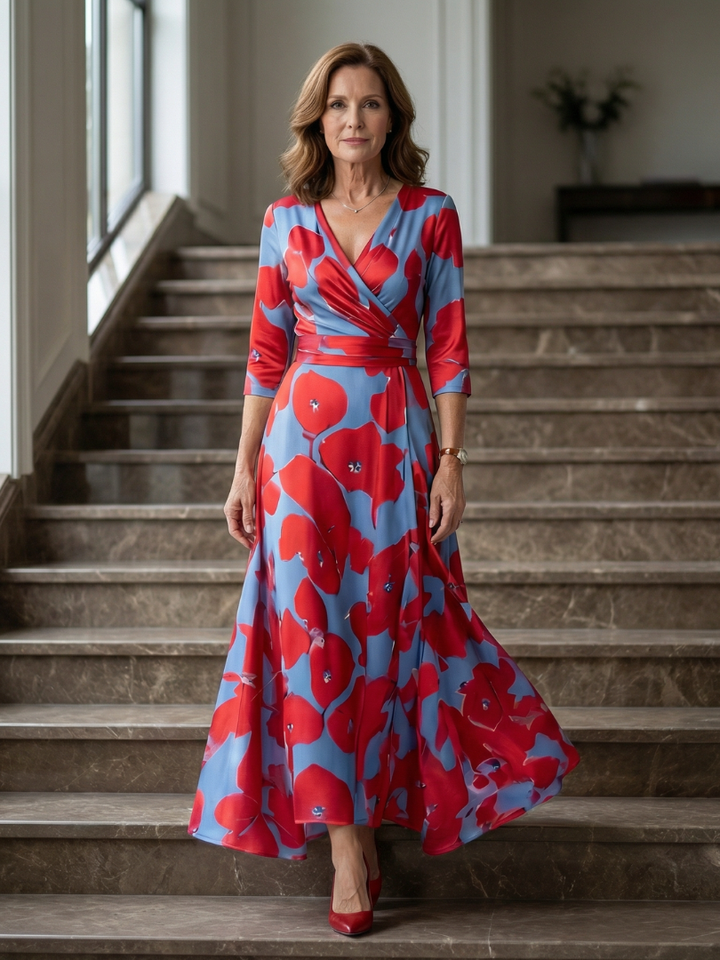 Celine - Midi-Kleid mit Wickelkragen