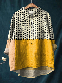 Alessia - Damen Hemd mit gelben Farbblock-Dots-Print