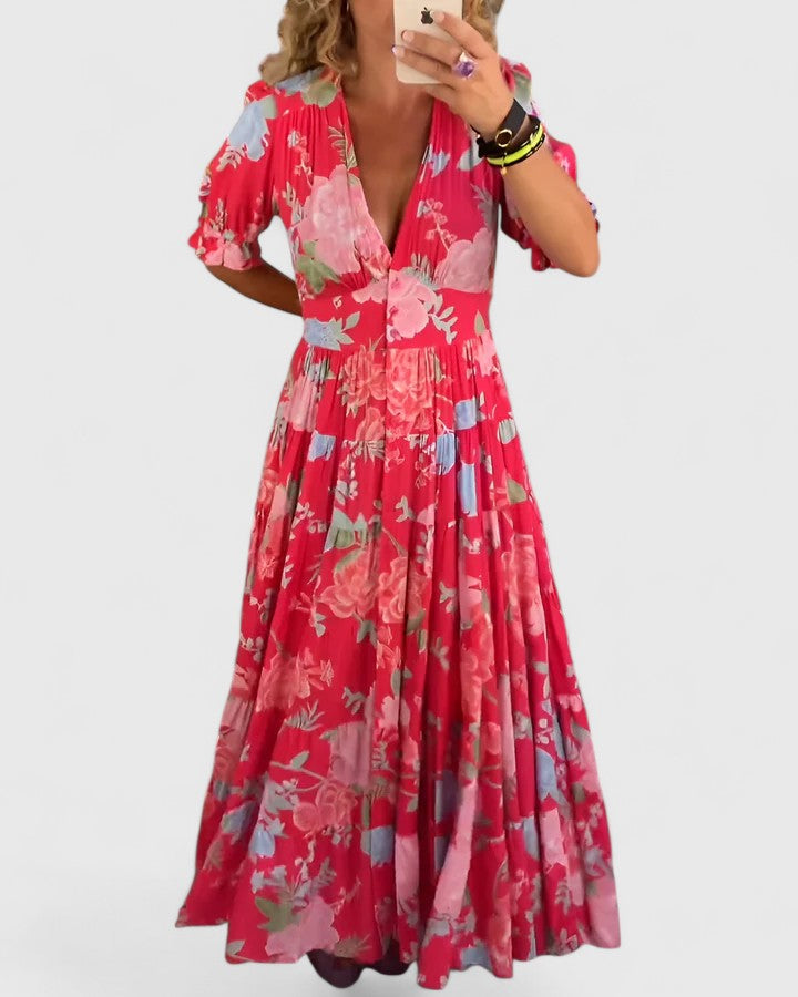 Cameryn - Elegantes Blumenkleid mit V-Ausschnitt
