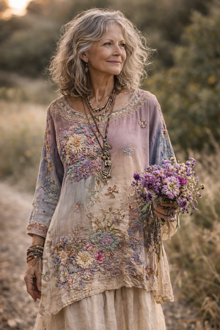Megan - Artisan Floral Patchwork Kleid