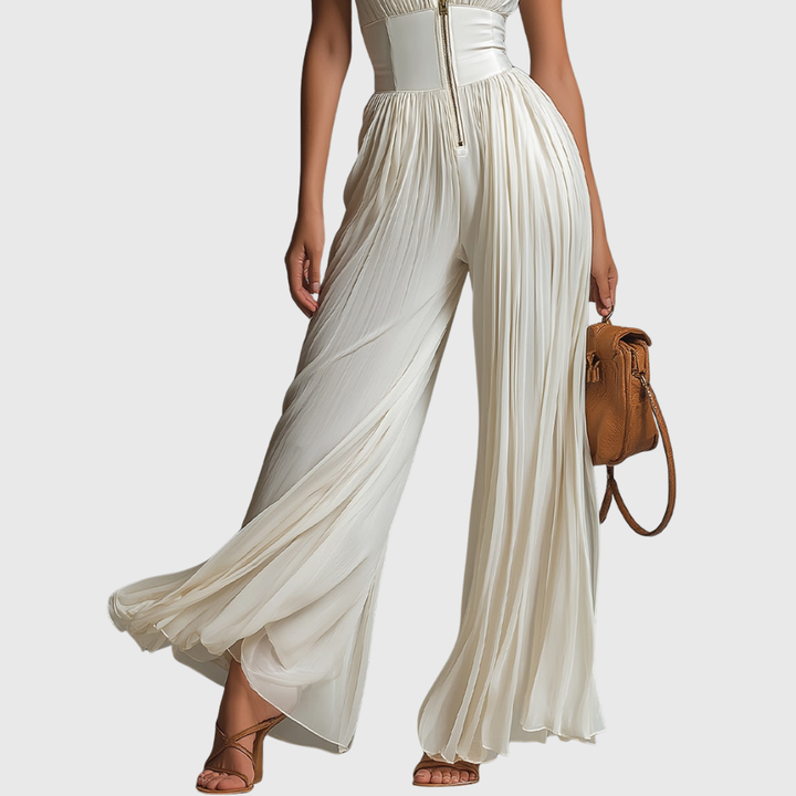 Sofia - Jumpsuit Weisser Faltenchiffon