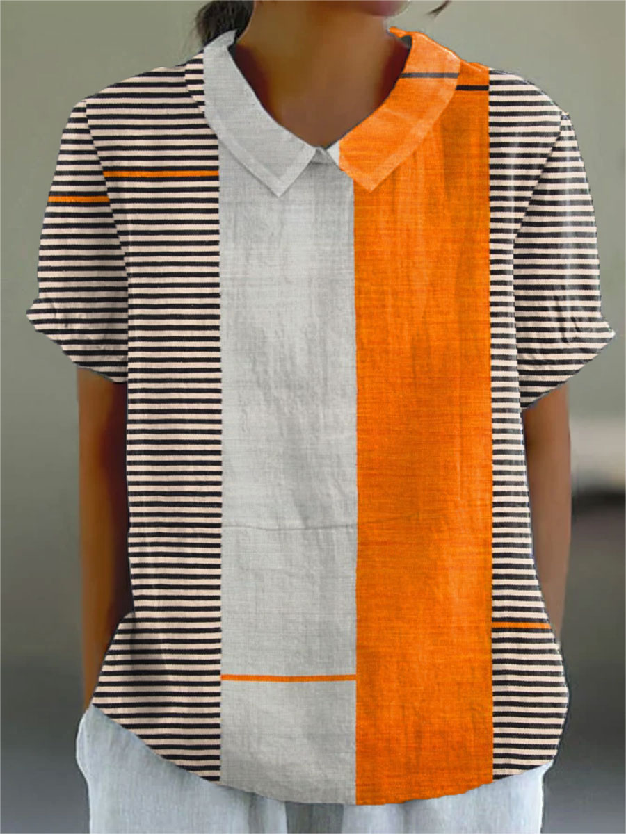 Lena - Color Block Gestreiftes Shirt