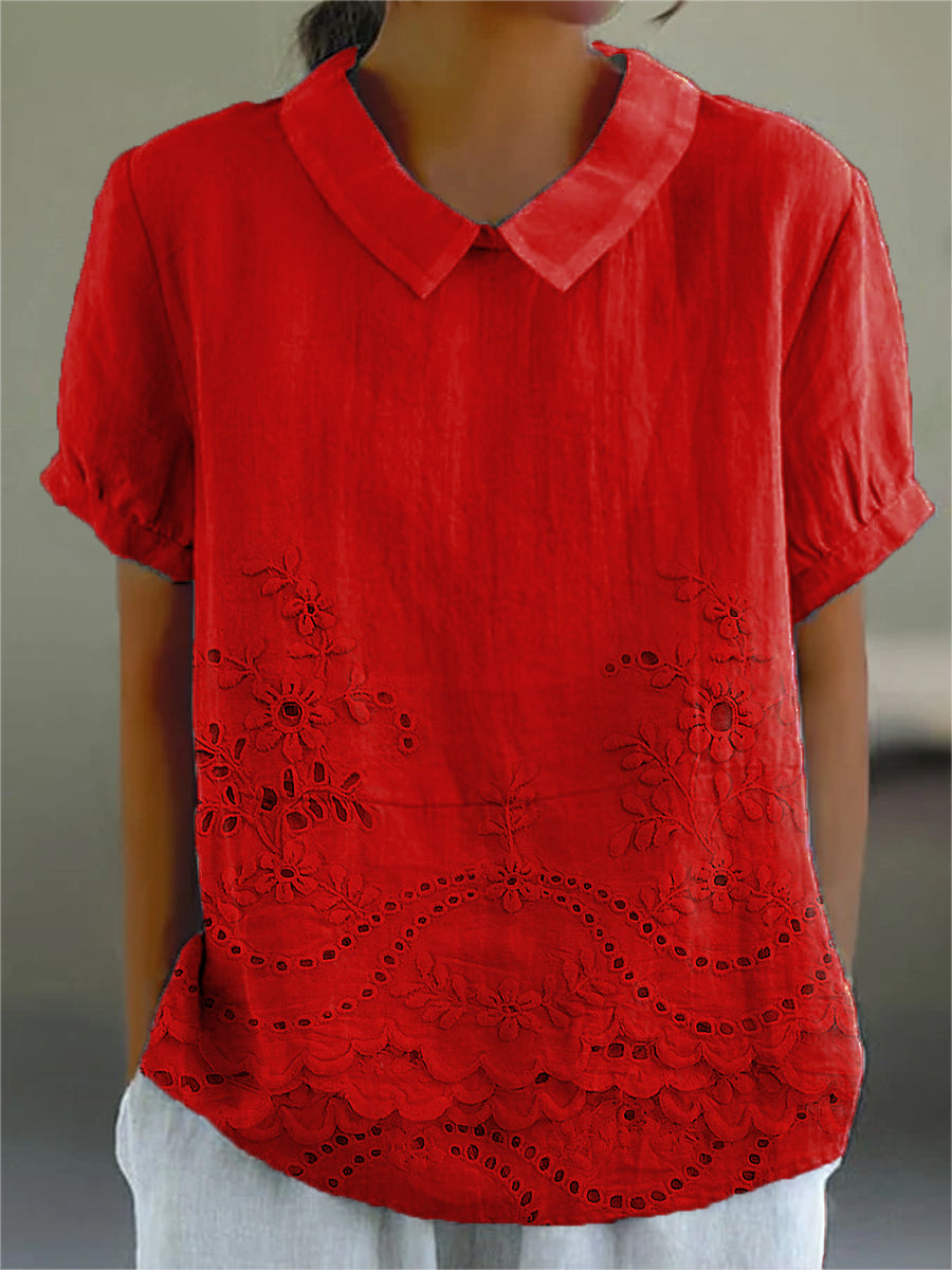 Lily - Floral Besticktes Shirt