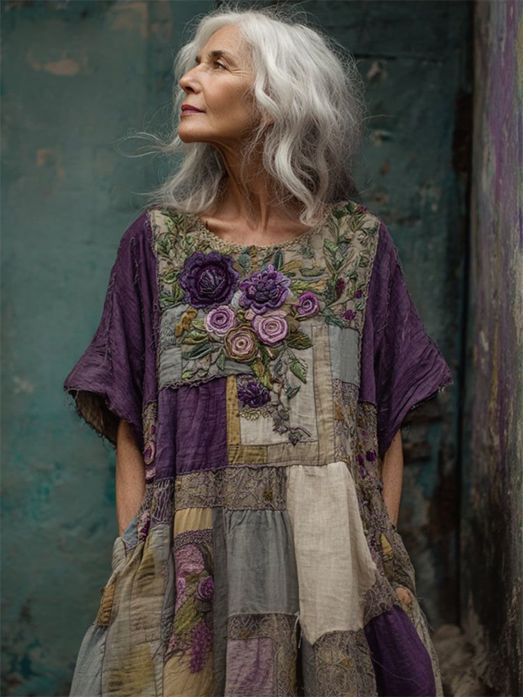 Megan - Artisan Floral Patchwork Kleid