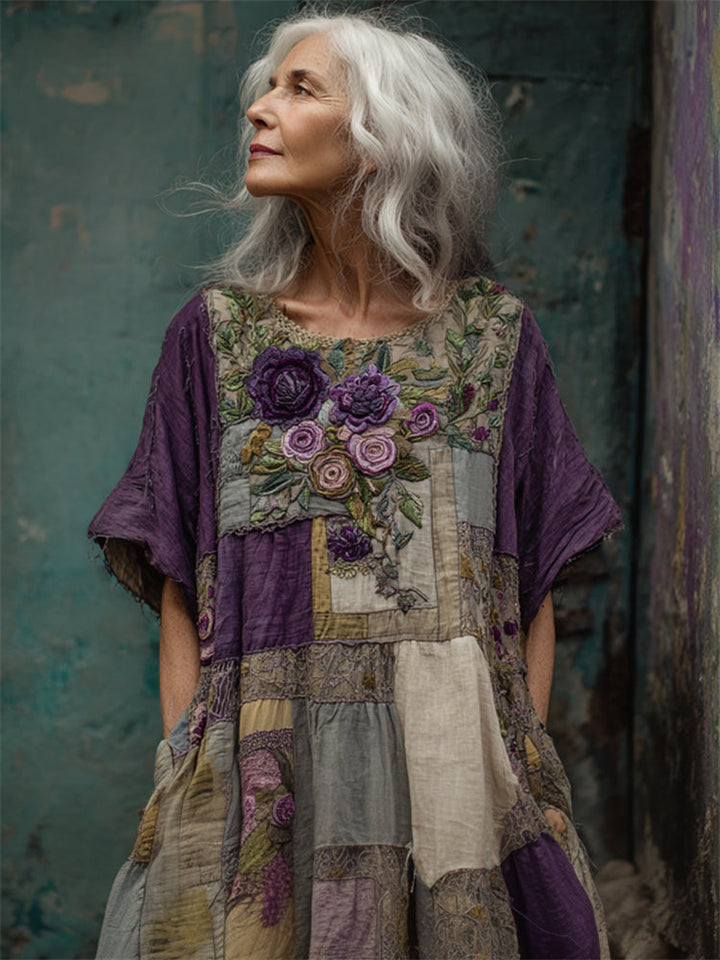 Megan - Artisan Floral Patchwork Kleid