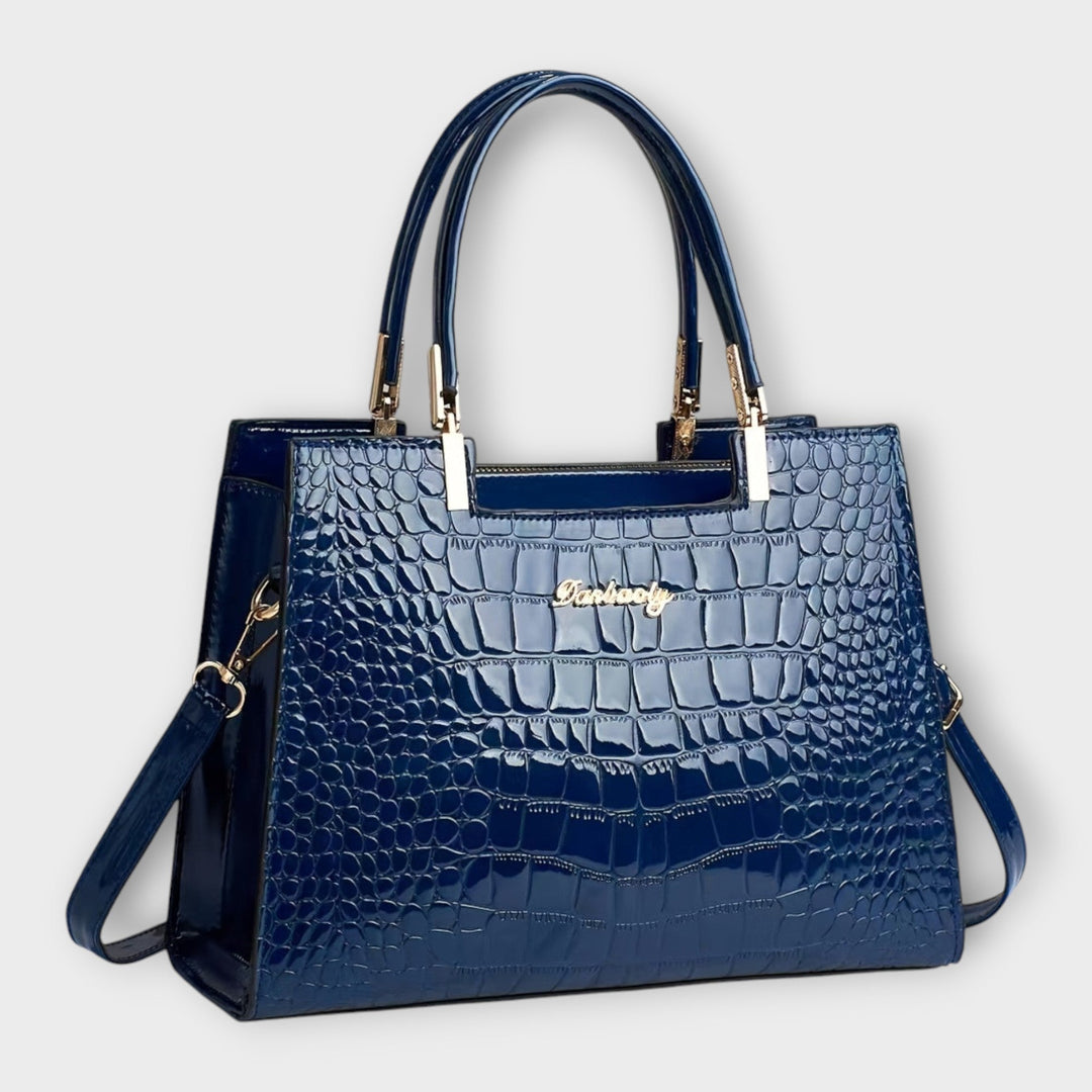 Eleanor - Glänzende Krokodilprägung Handtasche