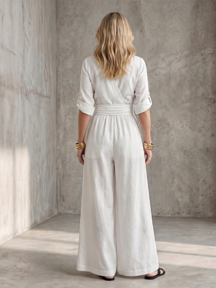 Wanda - Kreuz-Front Weitbeiniger Jumpsuit