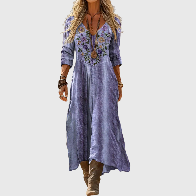 Tinsley - Langärmliges Vintage Freizeitkleid