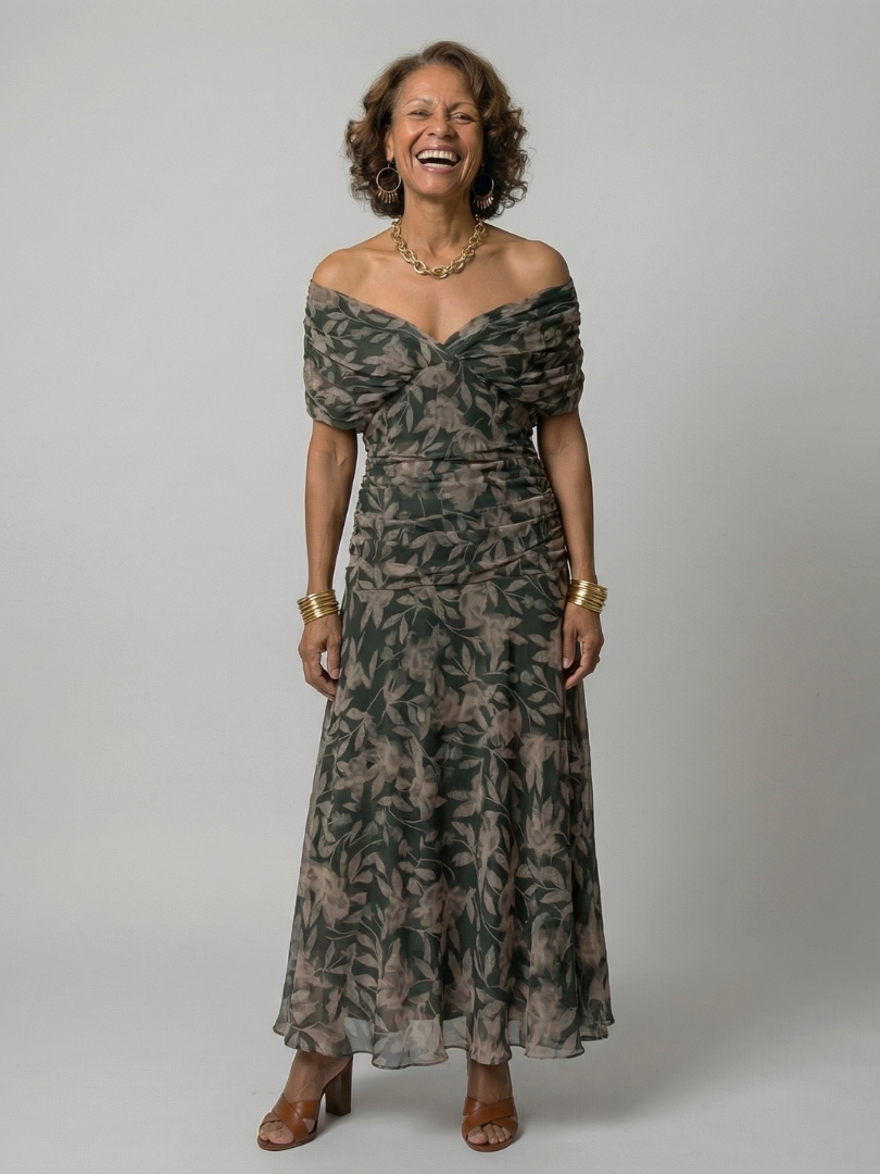 Calen - Off-Shoulder Flow Midi Kleid