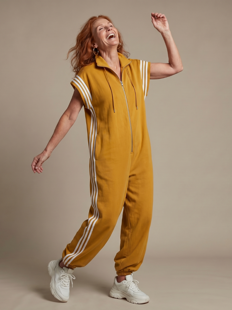 Lark - Jumpsuit mit Reissverschluss und Streifenpanel