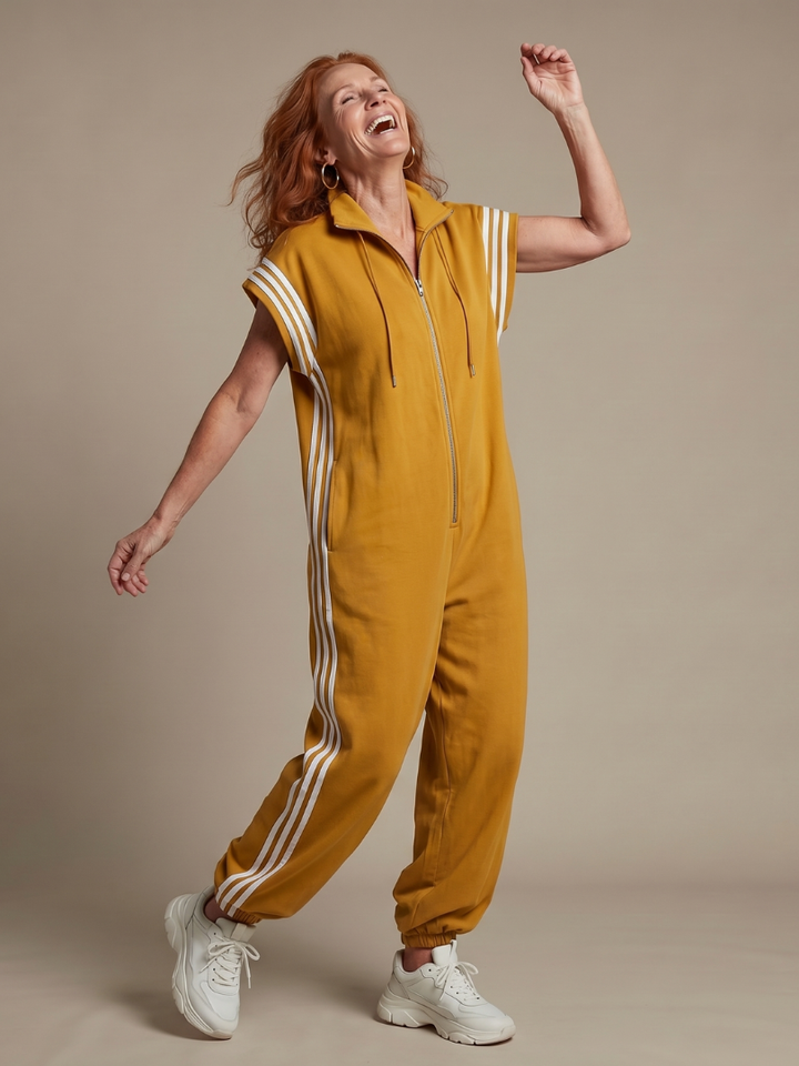 Lark - Jumpsuit mit Reissverschluss und Streifenpanel