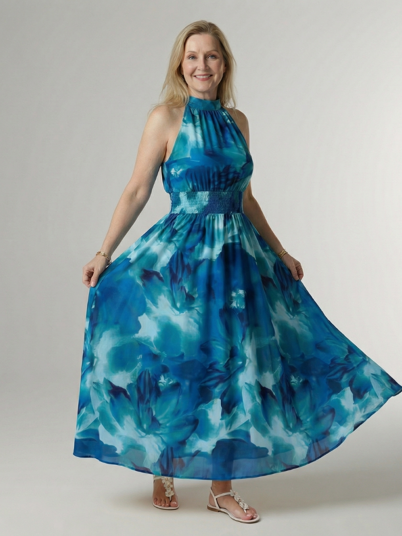 Sylin - Gathered Halter Midi Kleid